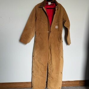 Vintage Carhartt Brown Coveralls with Red Insulated Lining